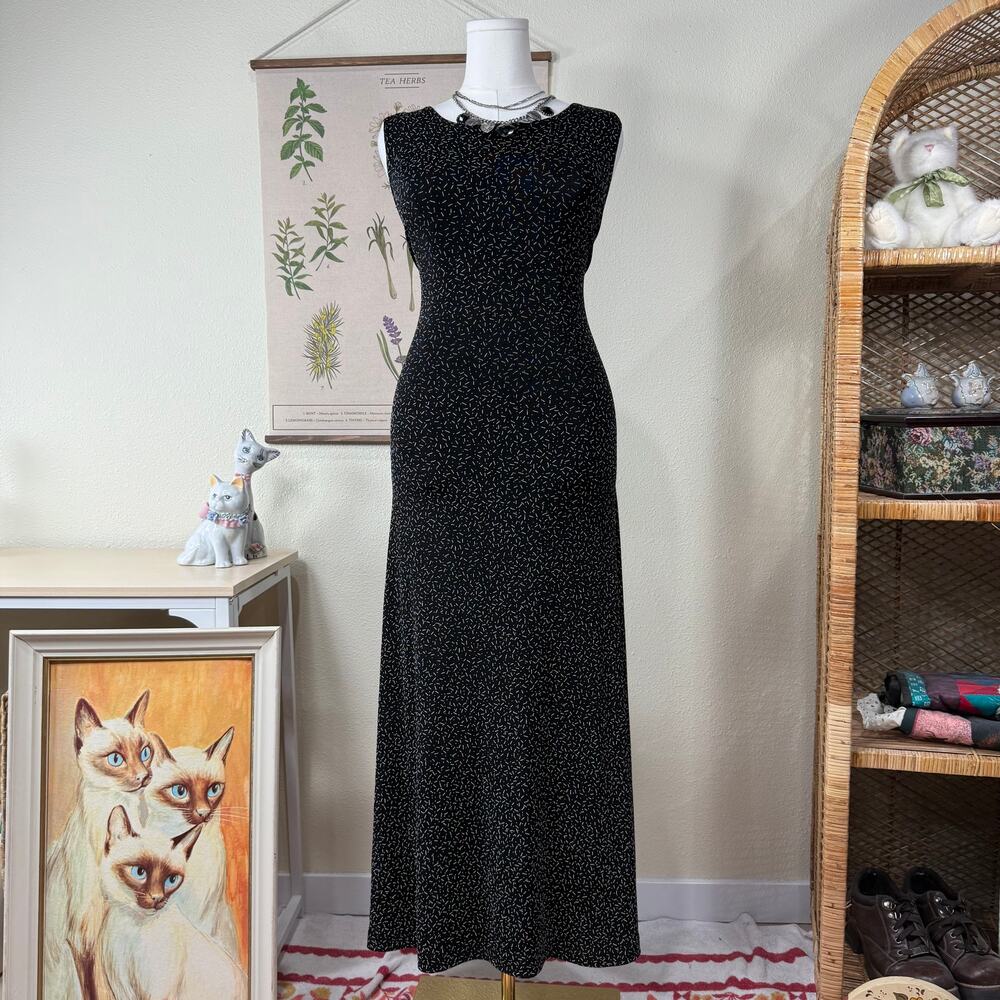 90s Y2k Slinky Stretch Sleeveless Maxi Dress Whimsigoth Dark Fairy Romantic 10 M